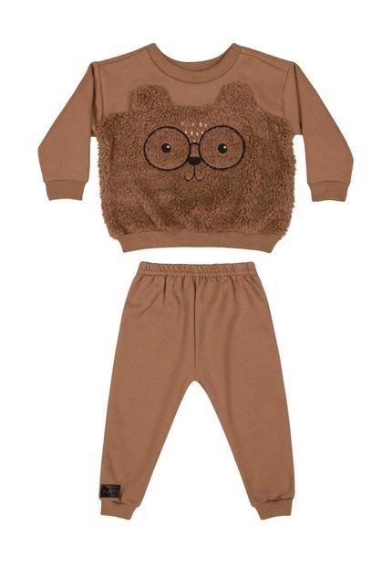 Conjunto Blusão e Calça em Moletom para Bebê Menino Quimby Marrom - Marca Quimby