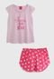Pijama Tricae Curto Infantil Lettering Rosa - Marca Tricae