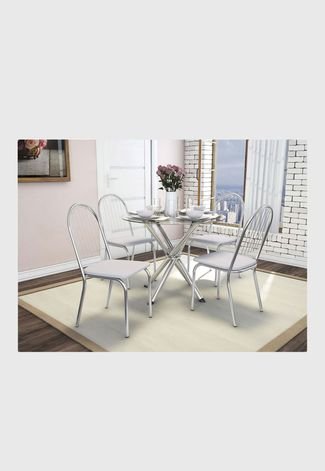 Conjunto De Mesa Com 4 Cadeiras Crome Cromado E Branco Kappesberg Compre Agora Dafiti Brasil