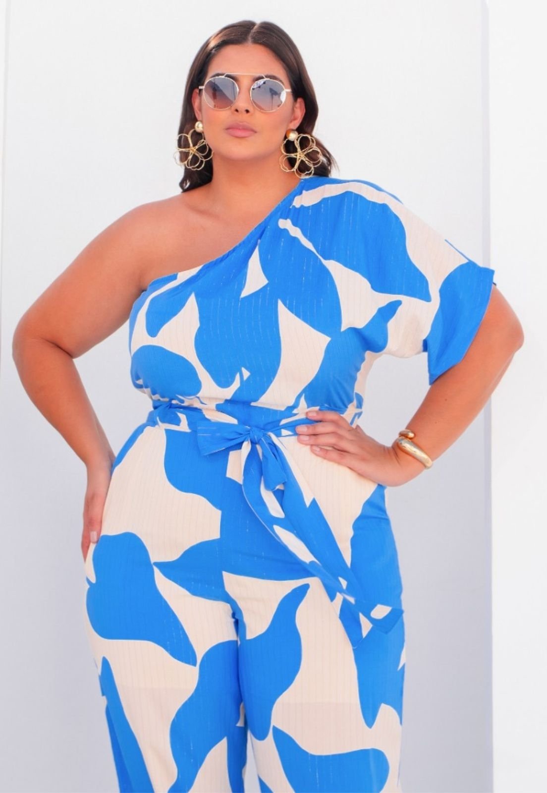 Macacão Plus Size Em Visco Lurex  Azul - Marca Predilects Plus