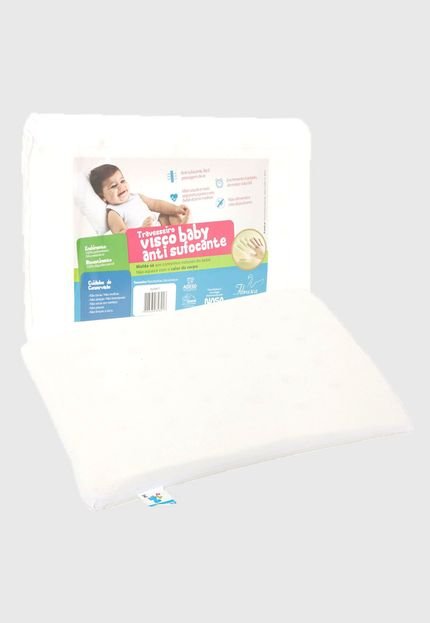 Travesseiro Infantil Fibrasca Visco Antissufocante Percal 30x40cm Branco - Marca Fibrasca