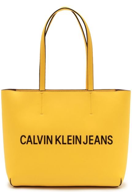 Bolsa Calvin Klein Lettering Amarela - Marca Calvin Klein