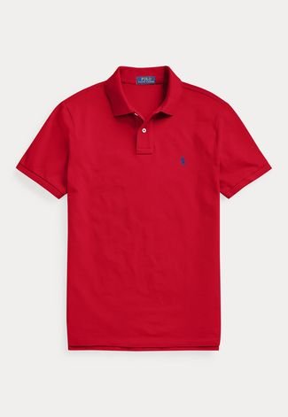 Camisa Polo Polo Ralph Lauren Slim Logo Vermelha - Compre Agora