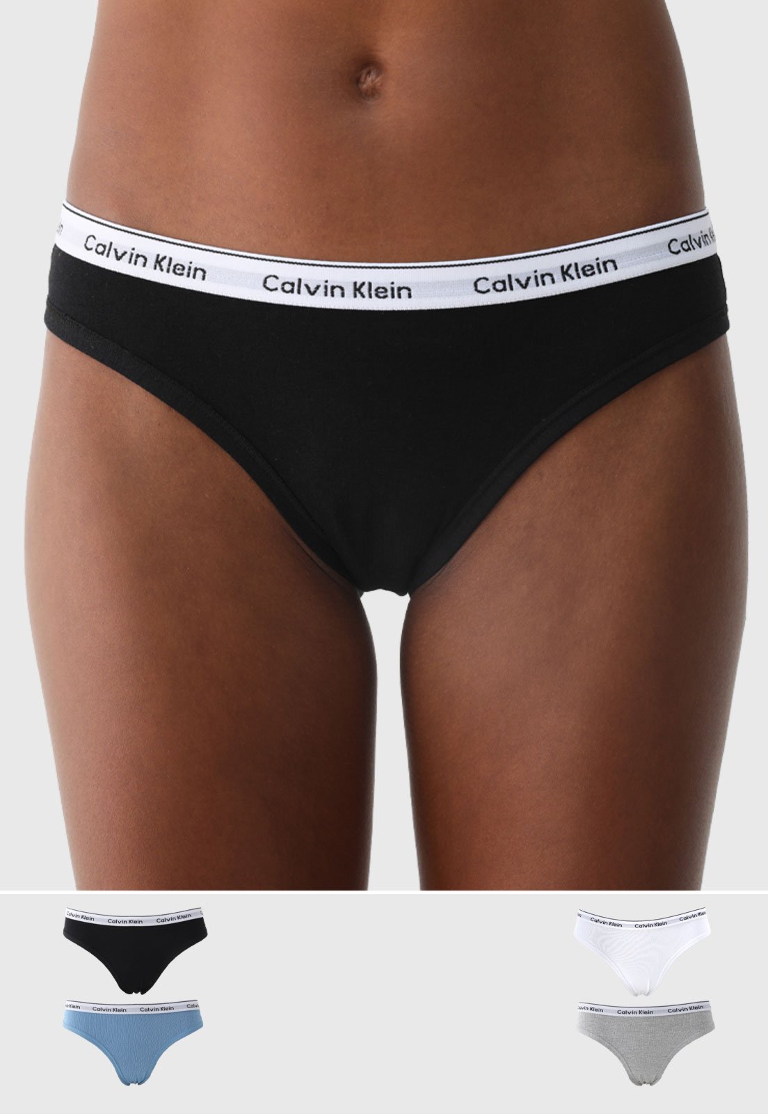 Kit 4pçs Calcinha Calvin Klein Underwear Tanga Logo Preta - Marca Calvin Klein Underwear