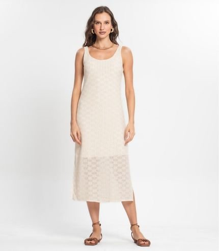 Vestido Midi Feminino Em Tricot Endless Bege - Marca Endless