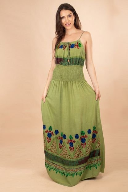 Vestido Longo INDY Estampa Flowers Verde Claro - Marca Cabanafree