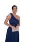 Vestido Longo de Festa Premium Denise Azul Petróleo Micro Tule para Madrinhas, Formandas e Convidadas - Marca Cia do Vestido