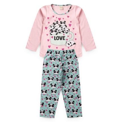 Pijama Menina Longo Panda - Marca Molekada