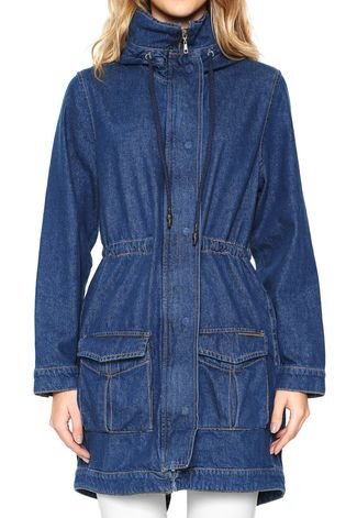 Jaqueta Parka Jeans Forum Capuz Azul