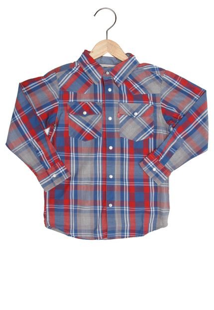 Camisa Levis Infantil Xadrez Azul/Vermelho - Marca Levis