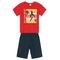 Conjunto Infantil Menino Com Camiseta E Bermuda   Vermelho Incolor - Marca Brandili