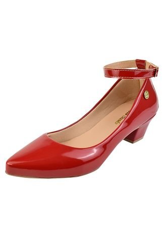 Scarpin Donna Santa Bico Fino Salto Baixo Vermelho