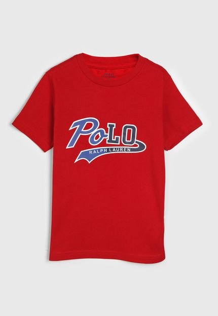 Camiseta Polo Ralph Lauren Infantil Lettering Vermelho - Marca Polo Ralph Lauren