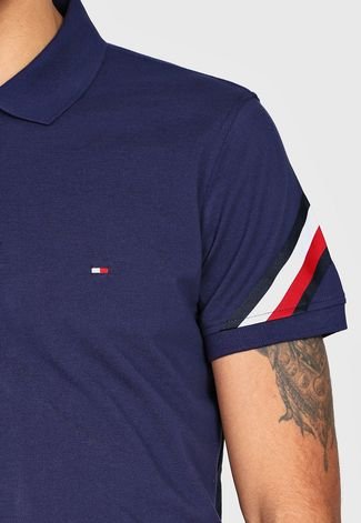 Camisa Polo Tommy Hilfiger Reta Logo Azul-Marinho - Compre Agora