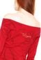 Suéter Desigual Tricot Ombro-a-Ombro  Flor Vermelho - Marca Desigual