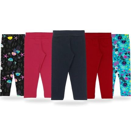 kit 5 Calça leggings infantil para crianças em cotton  tamanhos 1 ao 8 Anos - Marca CFAstore