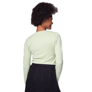 Blusa Feminina Facinelli Tricot Textura Quadrados Verde Claro