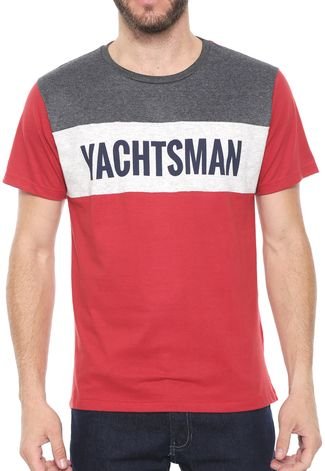 Camiseta Yachtsman Lettering Vermelha/Cinza