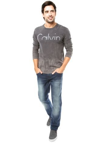 Blusa Calvin Klein Jeans Tecido Cinza Original - BJZ30