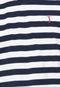 Camiseta Aleatory Faixas Bordado Branca/Azul-Marinho - Marca Aleatory