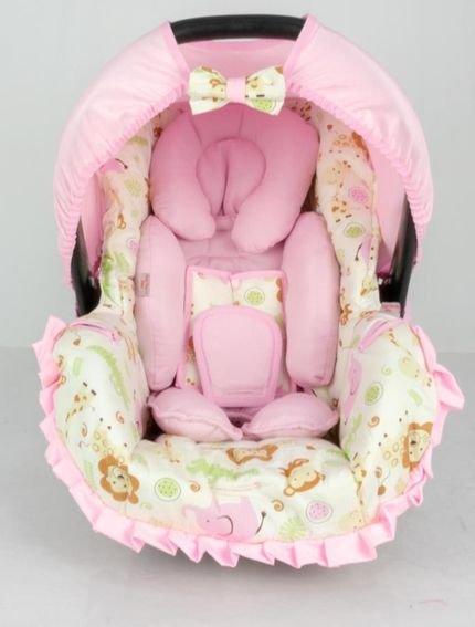 Menor preço em Conjunto Capa para Bebê Conforto Safari Alan Pierre Baby 0 a 13 kg com Acolchoado Extra Rosa Novo