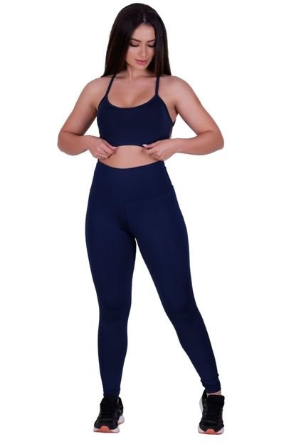 Conjunto Fitness Top e Calça Legging Suplex Lisa Academia Ana e Debi Azul - Marca TERRA E MAR MODAS