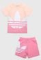 Conjunto 2pçs adidas Originals Curto Infantil Big Trefoil I Coral/Rosa - Marca adidas Originals