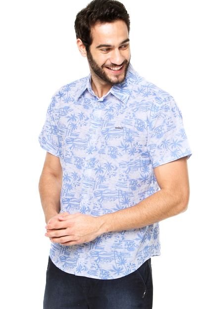 Camisa Manga Curta Colcci Slim Tropical Azul - Marca Colcci