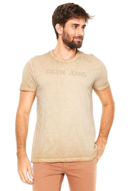 Camiseta Calvin Klein Jeans Logo Bege - Marca Calvin Klein Jeans