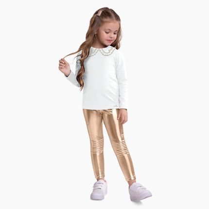 Legging Metalizada Infantil Menina Milon Dourado - Marca Milon