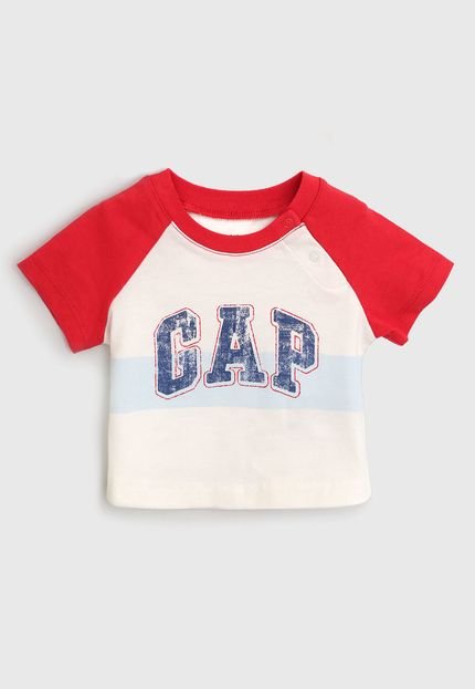 Camiseta GAP Infantil Logo Off-White/Vermelho - Marca GAP