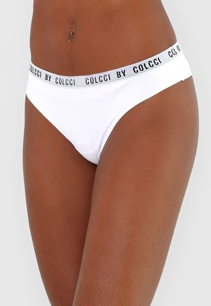 Calcinha Colcci Underwear Fio Dental Lettering Branca - Marca Colcci Underwear