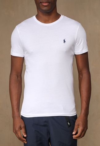 Camiseta Polo Ralph Lauren Logo Bordado Branca - Compre Agora