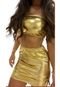 Conjunto Top e Saia Metalizado Carnaval Milly dourado - Marca Cia do Vestido