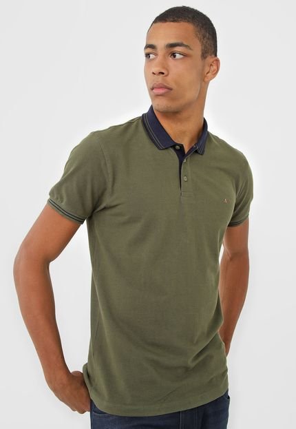 Camisa Polo Aramis Reta Color Block Verde/Azul-Marinho - Marca Aramis