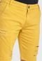 Bermuda Jeans HNO Jeans Reta Bolso Faca Rasgada na Perna Comfort Collors Amarelo - Marca HNO Jeans