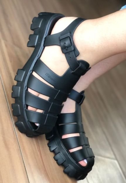 Sandália Aranha Feminina Preto Nuvem Plataforma Tratorada Confortável Ortopédico - Marca Wit Shoes