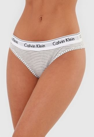 Calcinha Calvin Klein Underwear Tanga Listrada Cinza - Compre