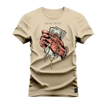 Camiseta Plus Size Confortável Premium Macia Money God - Bege - Marca Nexstar
