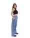 Calça Jeans Wide Leg Parachute Feminina Cintura Alta Elástico No Cós 22888 Média Consciência - Marca Consciência