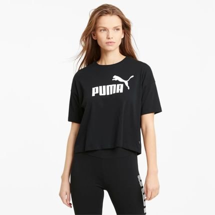 Camiseta Cropped Puma Logo Tee Feminina Preta - Marca Puma