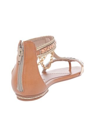 Rasteira DAFITI SHOES Pedraria Caramelo - Compre Agora