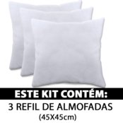 Kit 3Refil P/ Almofada Fibras Siliconadas Antialérgico 45x45 - Marca BF Colchoes