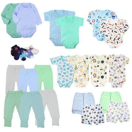 Kit 23 Pçs Saída De Maternidade Roupas De Luxo Bebe Promoção Azul - Marca Koala Baby