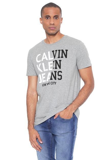 Camiseta Calvin Klein Jeans College NY Cinza - Marca Calvin Klein Jeans