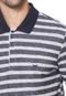 Camisa Polo Hering Listrada Cinza/Azul-marinho - Marca Hering