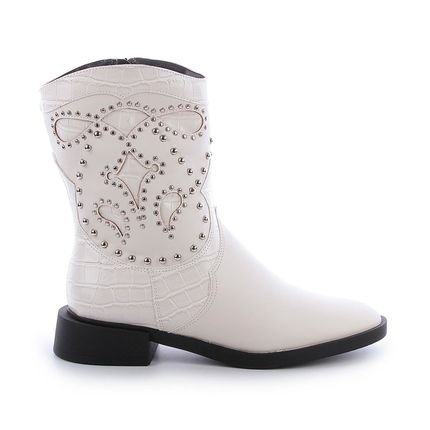 Bota Grazy Off White - Damannu Shoes - Salto Baixo 3cm Off-white - Marca Damannu Shoes