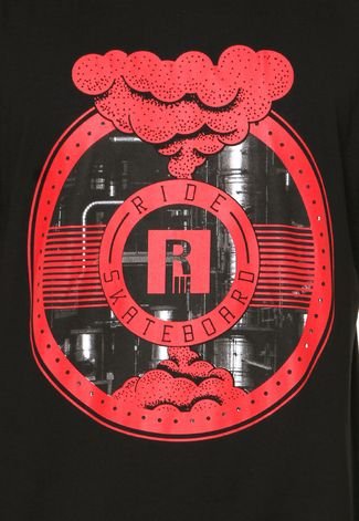 Camiseta Manga Curta Ride Skateboard Industrial Standards Preta/Vermelha