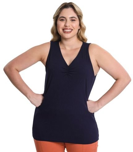 Blusa Feminina Plus Size Canelada Secret Glam Azul - Marca Rovitex Plus Size