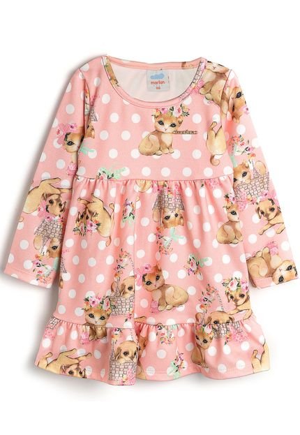 Vestido Marlan Baby Infantil Gato & Cachorro Rosa - Marca Marlan Baby